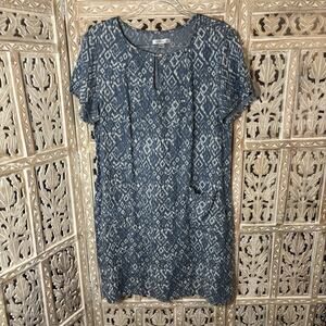 John Paul Richard Blue Denim Jean Pocket Shift Minimalist Beach Boho Dress-Large